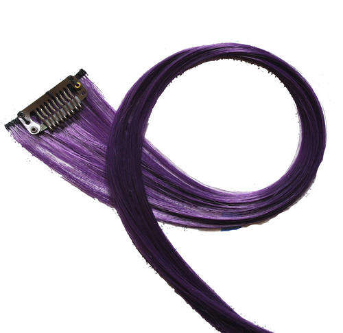 Hot!! 1pcs Purple Streaks Clip on Synthetic Hair Extensions