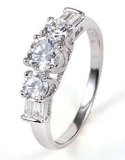 Exquisite! * 9k White Gold CZ Engagement Ring Size 9 / R *