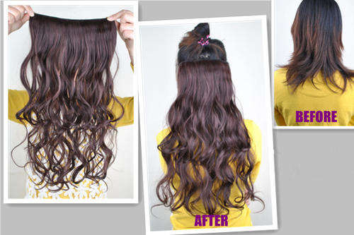 Hot!! 5 Clips on Long Wavy Hair Extension in Medium Brown #2