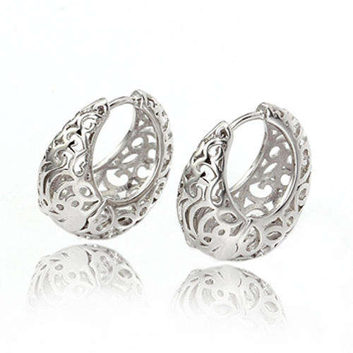 * Real 9K White Gold Hoop Earrings Allergy Free *