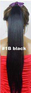 Hot!! Clip on Straight Ponytail Hair Extension Black #1