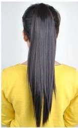 Hot!! Clip on Straight Ponytail Hair Extension Darkest Brown #2