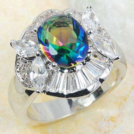 * 925 Silver Rainbow Topaz Ring Size 10 / T *