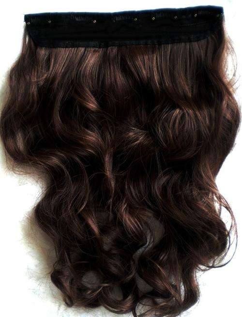 5 Clips on Wavy Hair Extension in Medium Brown #2 /30