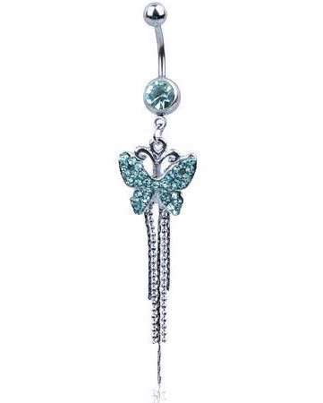 Sparkling!! * Crystal Butterfly Dangle Belly Ring Body Jewelry*