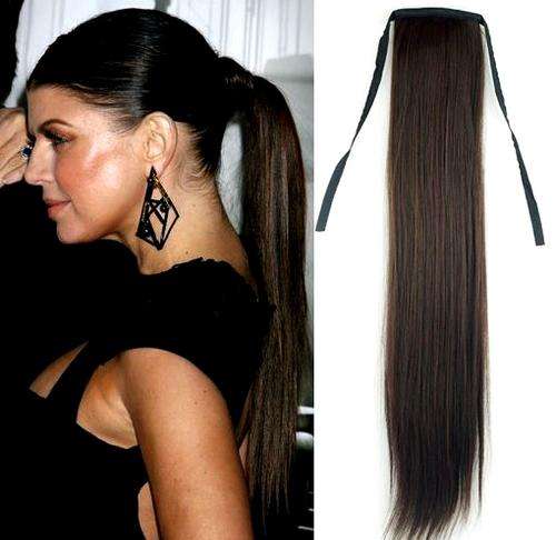 Hot!! Clip on Straight Ponytail Hair Extension Dark Brown #4