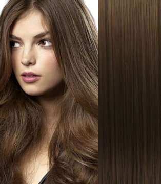 Fullhead Straight Hair Extension with 5 clips Medium Brown #8