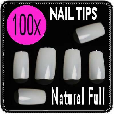 100x Natural (Creme) FULL Nails Gel Acrylic French Tips