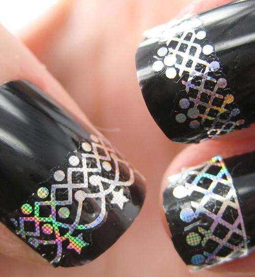 Silver Nail Art Water Decal Jewel Stickers Sheet 001
