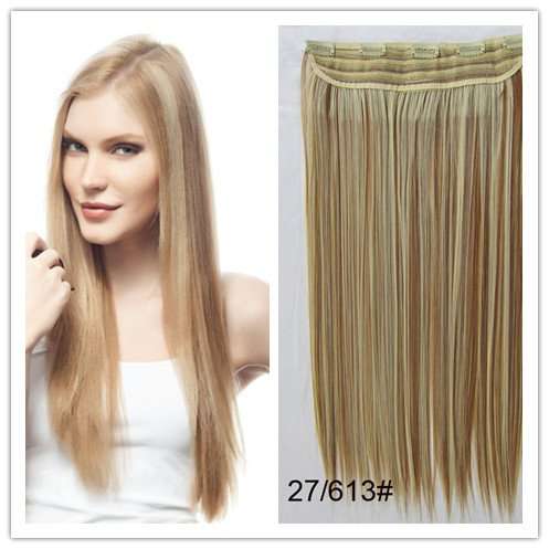 Fullhead Straight Hair Extension with 5 Clips Brown Blonde Mix #27/613