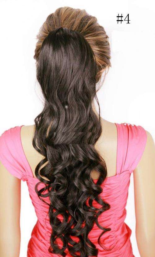 Hot!! Clip on Wavy Ponytail Hair Extension Dark Brown #4