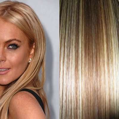 Fullhead Straight Hair Extension with 5 Clips Brown Blonde Mix #12/613