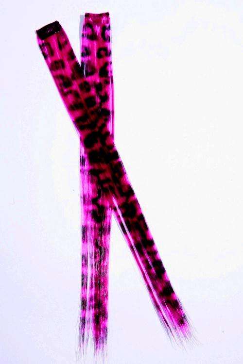 1pcs Clip on Leopard Synthetic Hair Extensions Pink
