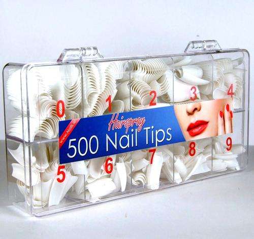 500x White Nails Salon Gel Acrylic French Tips in Case