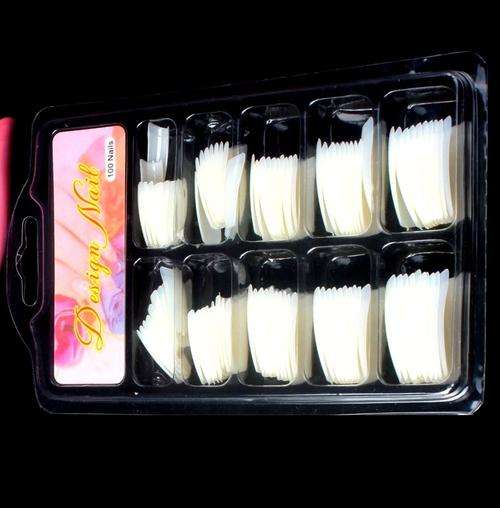 100x Natural (Creme) Nails Salon Gel Acrylic French Tips in Case
