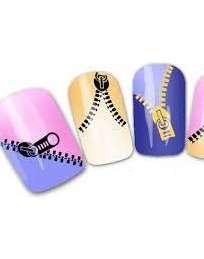 Black & Gold Zipper Nail Art Water Decal Stickers Sheet