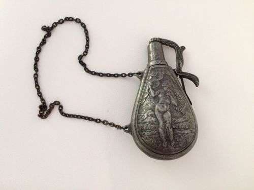 Cast Pewter French Gun Powder Flask