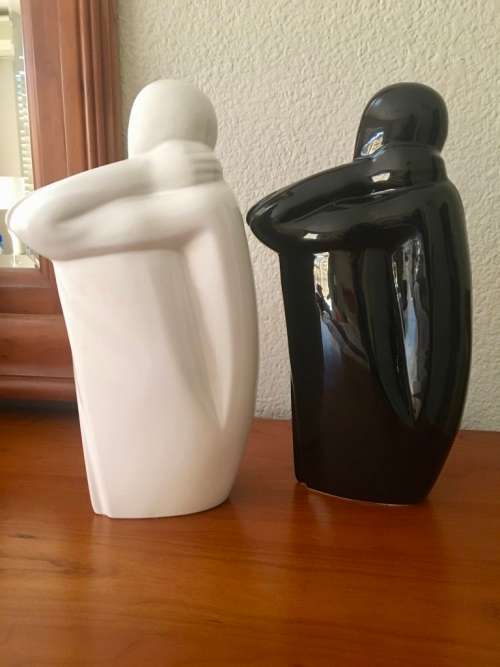 FOR RosFor5630 - Large Black & White Modern Ceramic Ornaments