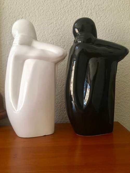 FOR RosFor5630 - Large Black & White Modern Ceramic Ornaments