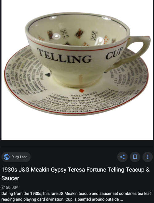 J & G Meakin Gypsy Teresa's Fortune Telling Cup - Rare