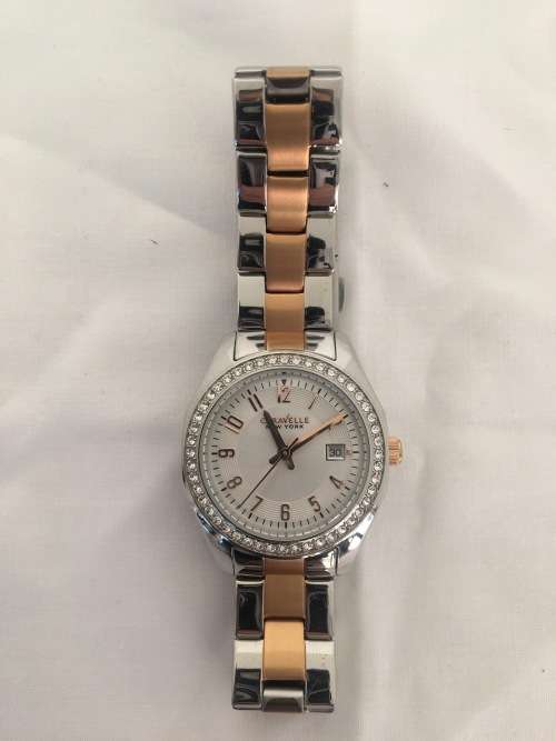 ON SALE!!! Authentic Caravelle by Bulova Crystal Accented Two Tone Ladies Watch