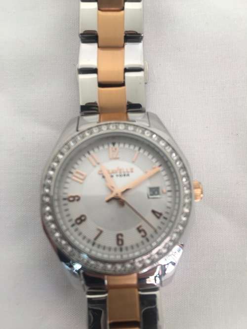 ON SALE!!! Authentic Caravelle by Bulova Crystal Accented Two Tone Ladies Watch