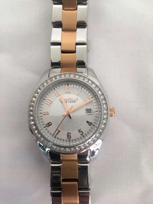 ON SALE!!! Authentic Caravelle by Bulova Crystal Accented Two Tone Ladies Watch