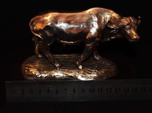 ON SALE - Afrisilver Sterling Silver Wax Filled Afrisilver Buffalo on Wooden Base - Value R 4 300