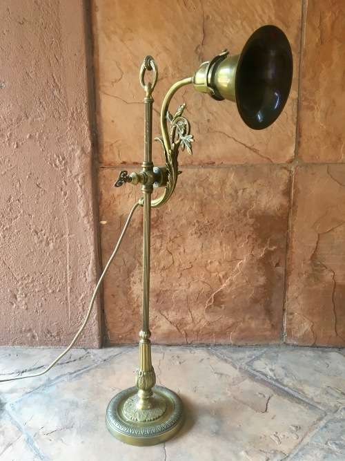 Stunning Art Deco Brass Rise & Fall Adjustable Desk / Students Lamp