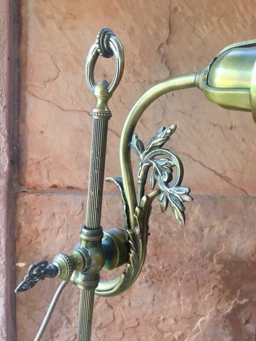 Stunning Art Deco Brass Rise & Fall Adjustable Desk / Students Lamp