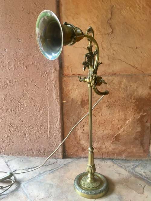 Stunning Art Deco Brass Rise & Fall Adjustable Desk / Students Lamp