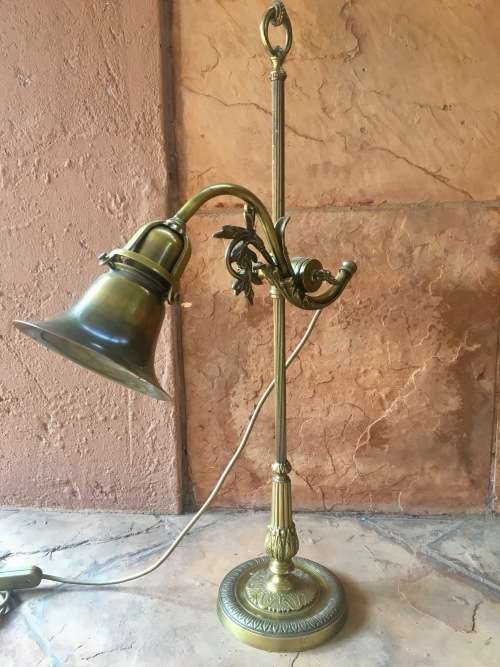 Stunning Art Deco Brass Rise & Fall Adjustable Desk / Students Lamp