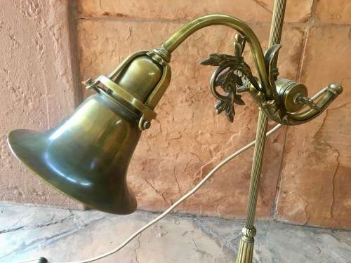 Stunning Art Deco Brass Rise & Fall Adjustable Desk / Students Lamp