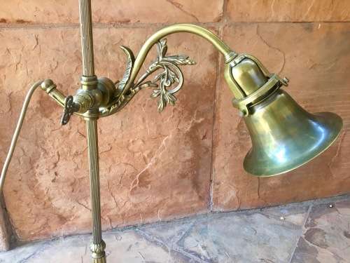 Stunning Art Deco Brass Rise & Fall Adjustable Desk / Students Lamp