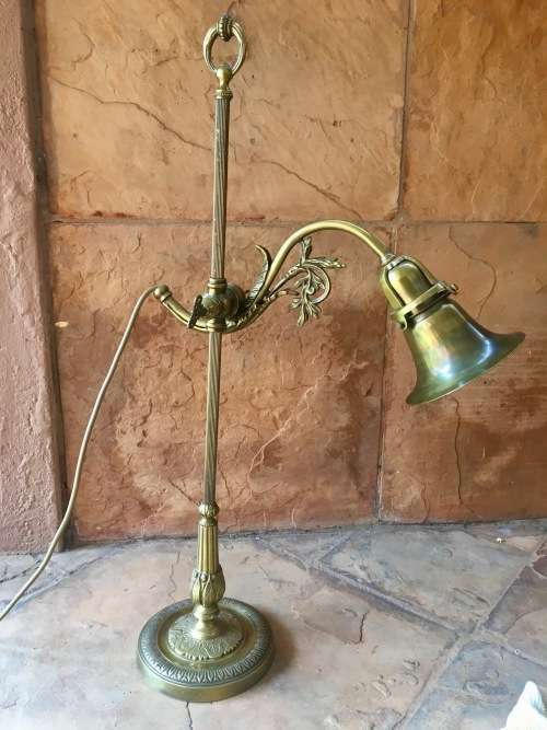 Stunning Art Deco Brass Rise & Fall Adjustable Desk / Students Lamp
