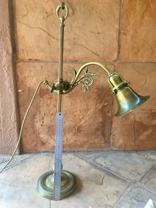 Stunning Art Deco Brass Rise & Fall Adjustable Desk / Students Lamp