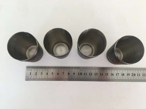 Set of 4 Stainless Steel Leather Wrapped Jagermeister Shot Glasses