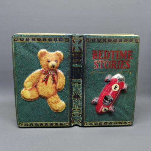Vintage Book Themed Lithographed and Embossed Biscuit Tin