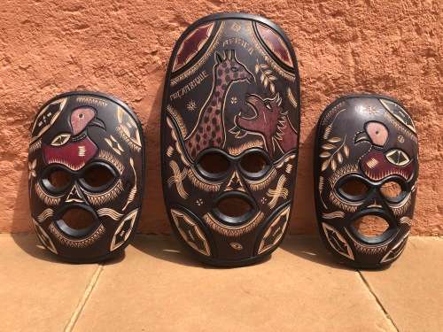 Stunning Hand Carved Set of 3 Masks