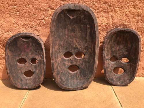 Stunning Hand Carved Set of 3 Masks