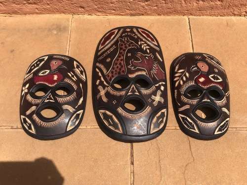 Stunning Hand Carved Set of 3 Masks