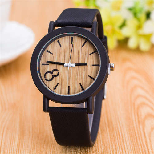Tick-tock. Is time on your side? Faux Wooden Watch - Black