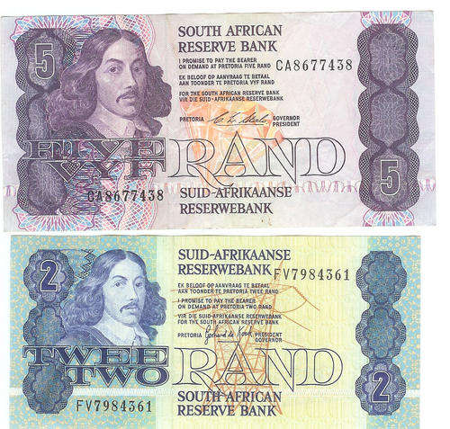 A UNC SOUTH AFRICAN  R2 AND R 5 NOTE IN 1 AUCTION !