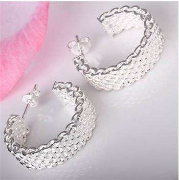 925 silver Stamped Fashion jewellery Net weave earrings