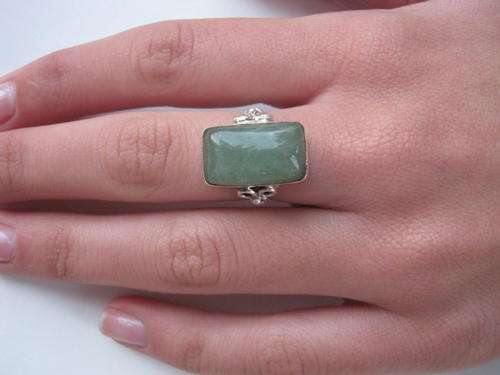 LOVELY JADE & 925 SILVER RING SIZE UK L - US 5.5