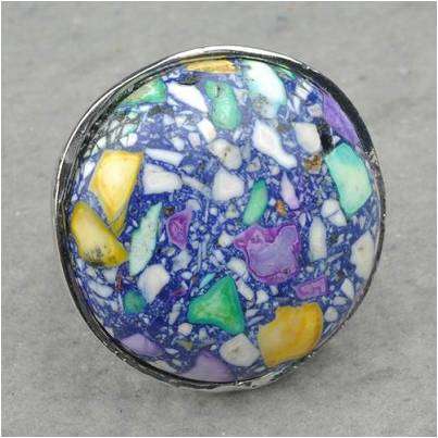 TIBET SILVER TONE RING WITH HUGE MALACHITE -SIZE 8