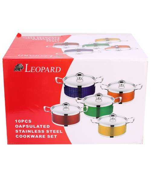 10 Piece Stainless Steel Cookware Set Cooking Pots