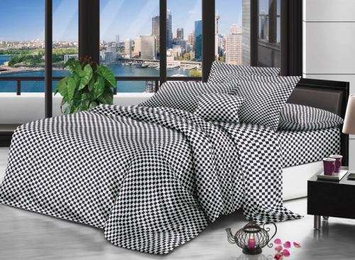 6 Pieces Checkered Pattern Queen Size Bedding Set Duvet Cover Set Bed Linen Bed Set