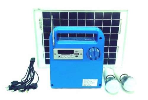 Multi-function Solar Power Lighting System Kit with FM radio, USB speaker, Led bulbs - 10watt