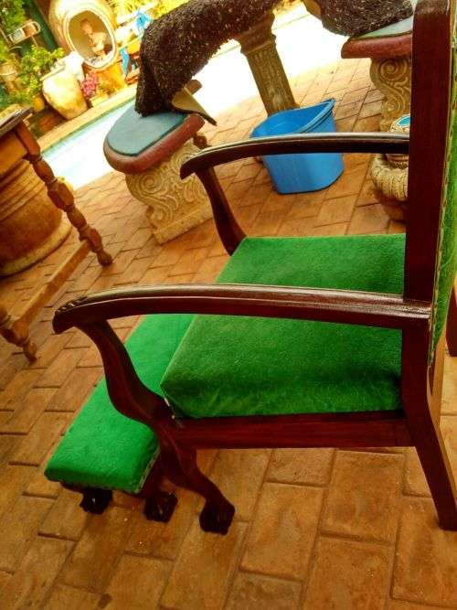 Imbuia    ball and claw chair with foot stool